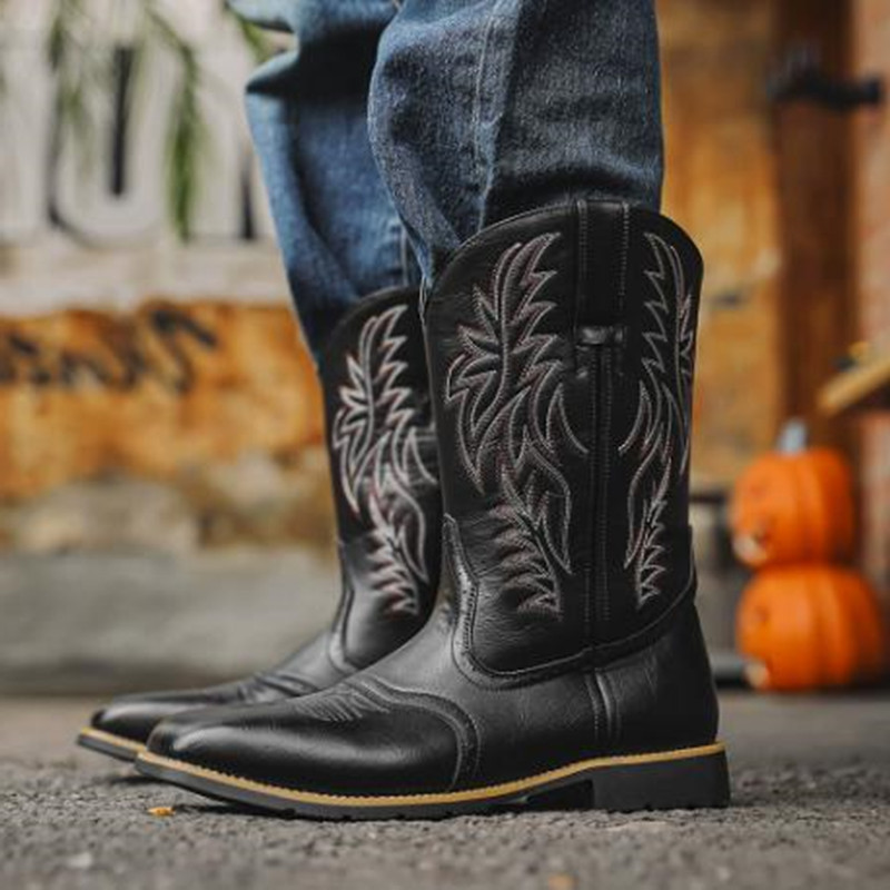 Embroidery Yes - New Men High Boots Embroidery Retro