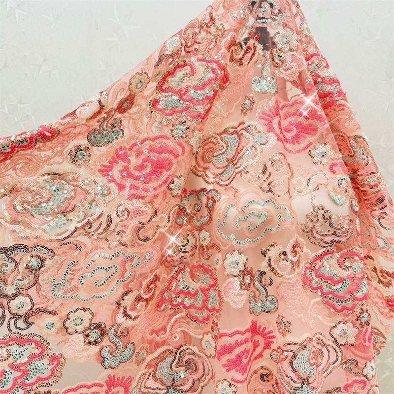 Embroidery Wedding - 2 Yds/lot 130cm Wide Pink Purple