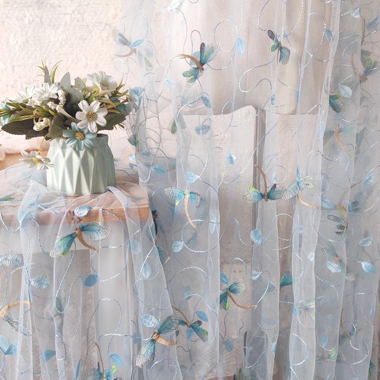 Embroidery Wedding - 1yard Blue pink mesh fabric Three-dimensional