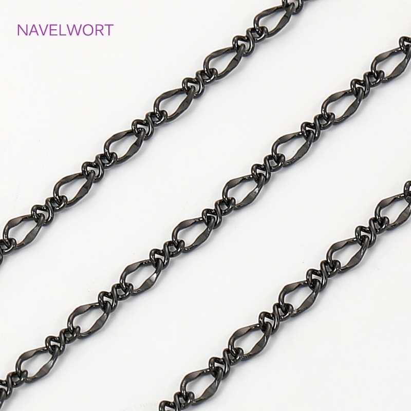 Embroidery Artwork - Black Color Oval Thin Chains For