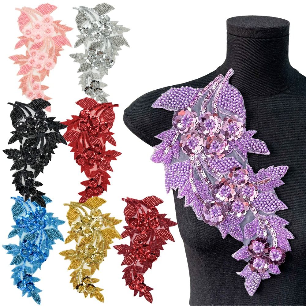 Embroidery Patch - Fashion 3D Sequin Flower Patches Embroidery