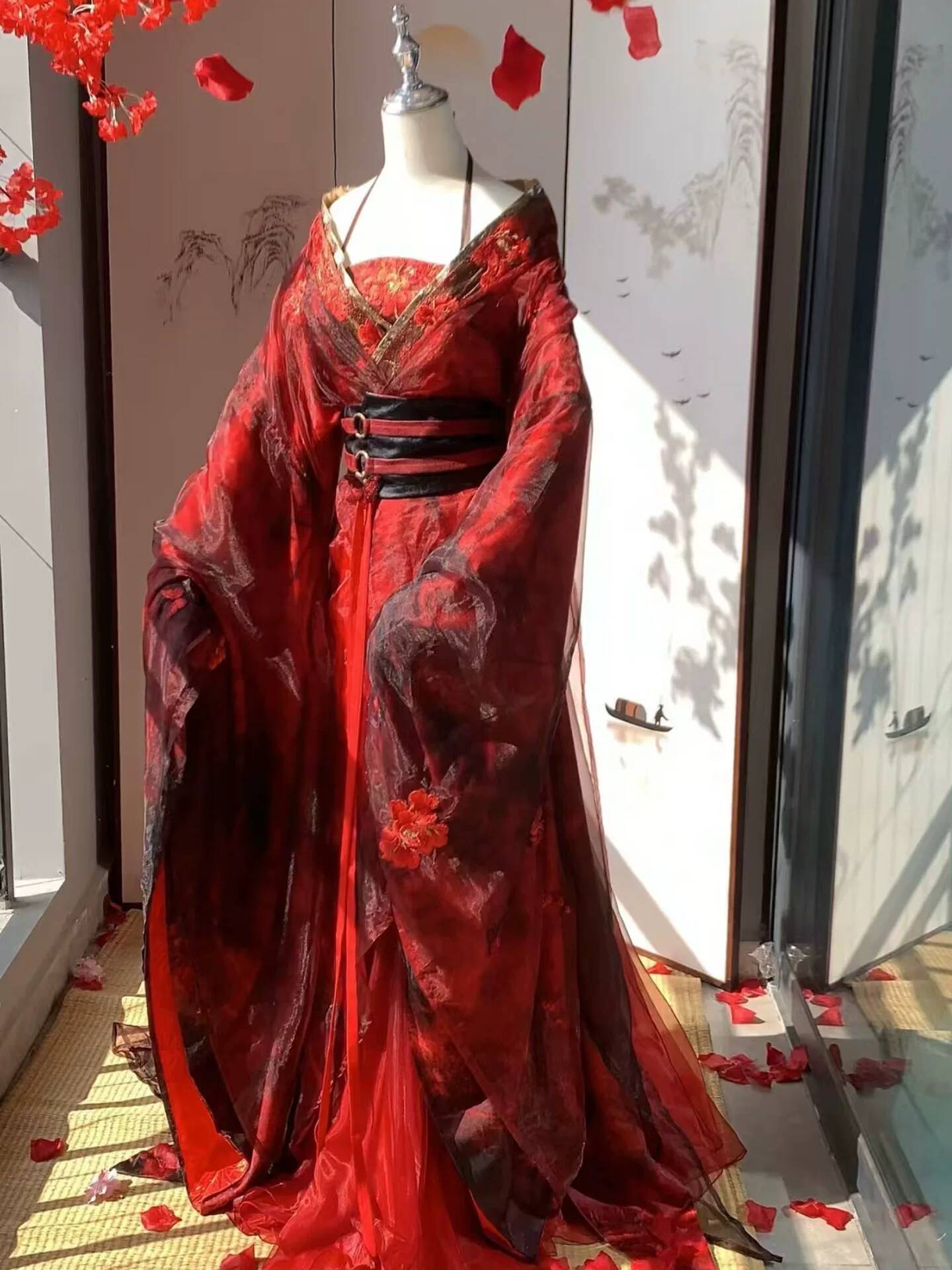 Embroidery Cotton - New Datura Red Hanfu Women Ancient