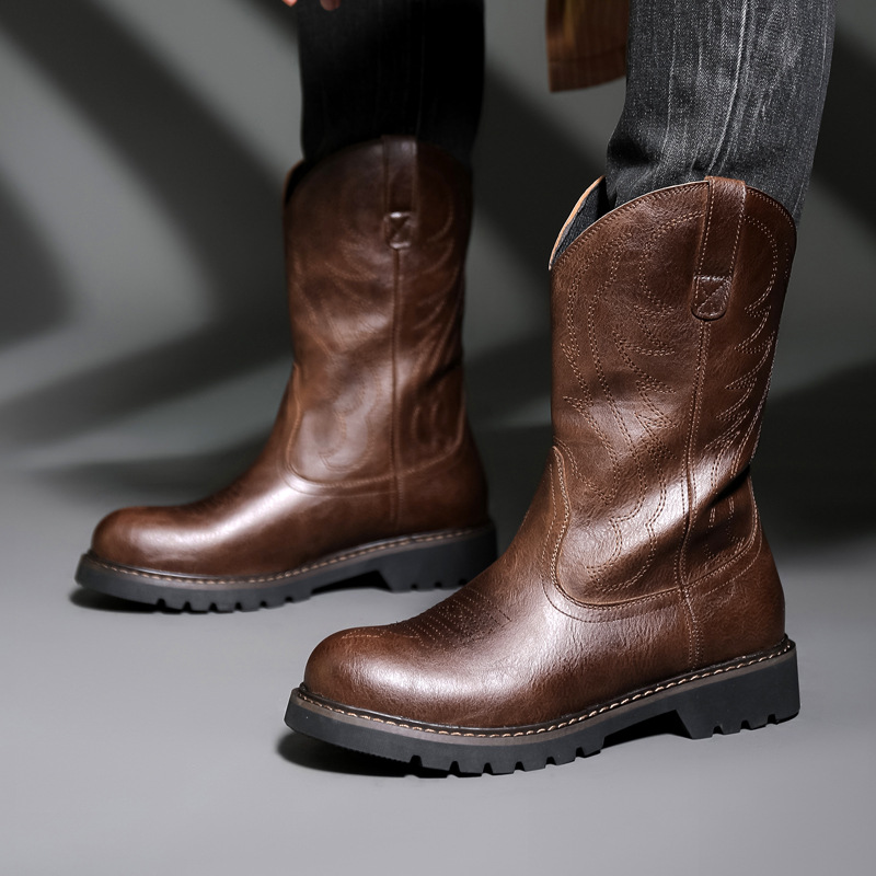 Embroidery Yes - Fashion Mens Cowboy Boots New Embroidery