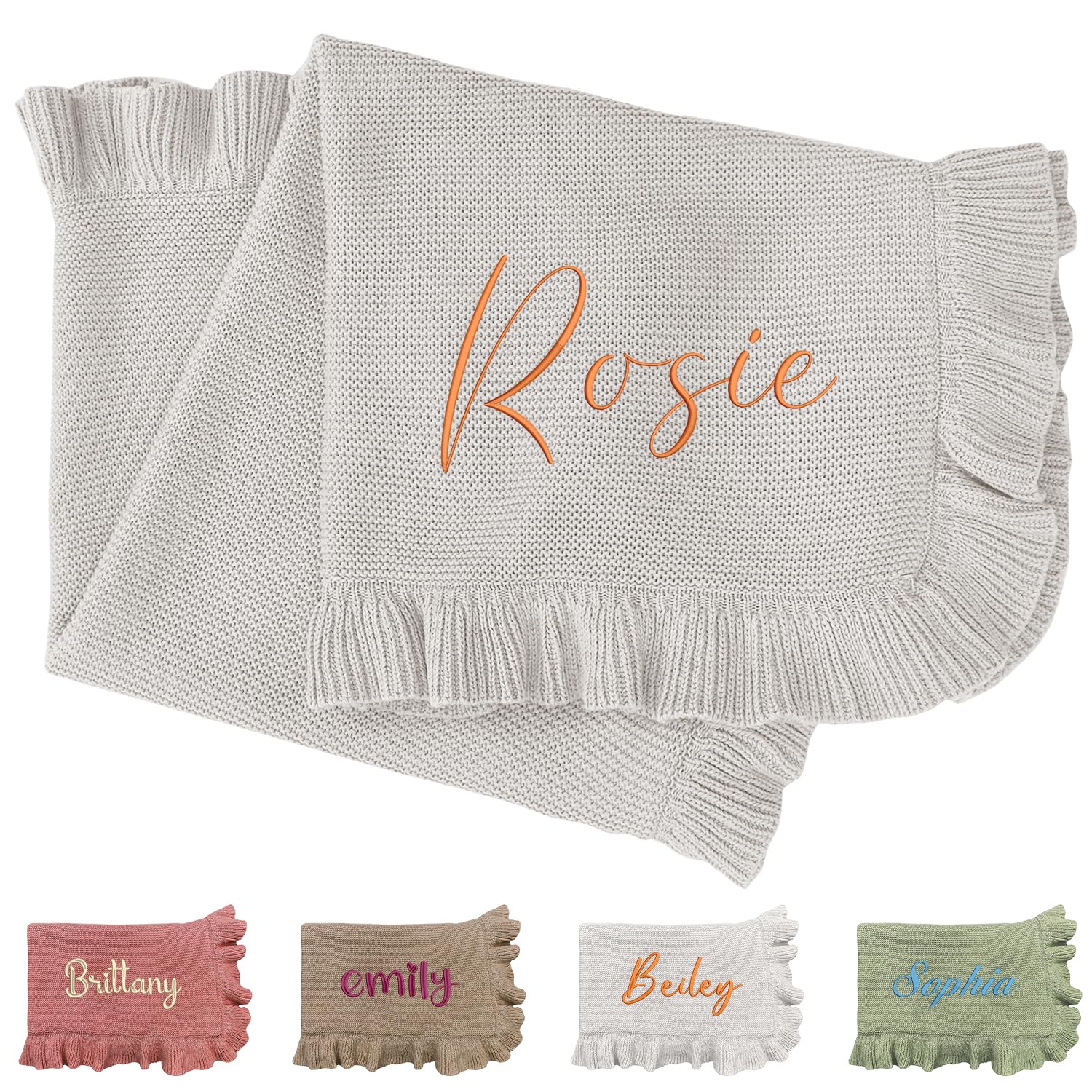 Embroidery Arabic - Personalized Knited Baby Blanket for Newborn