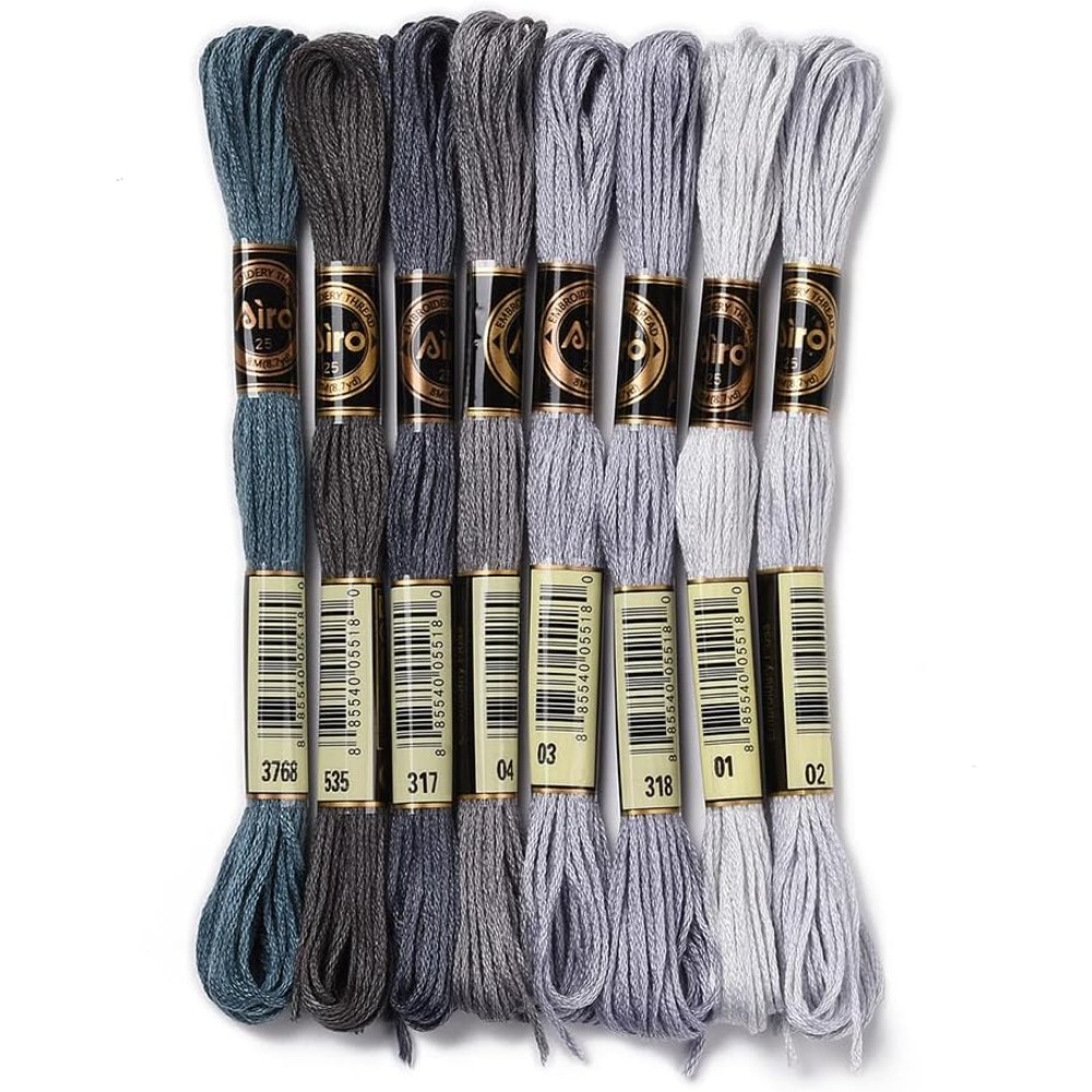 Embroidery Machine - 8 Skeins 70 Yards Grey Friendship