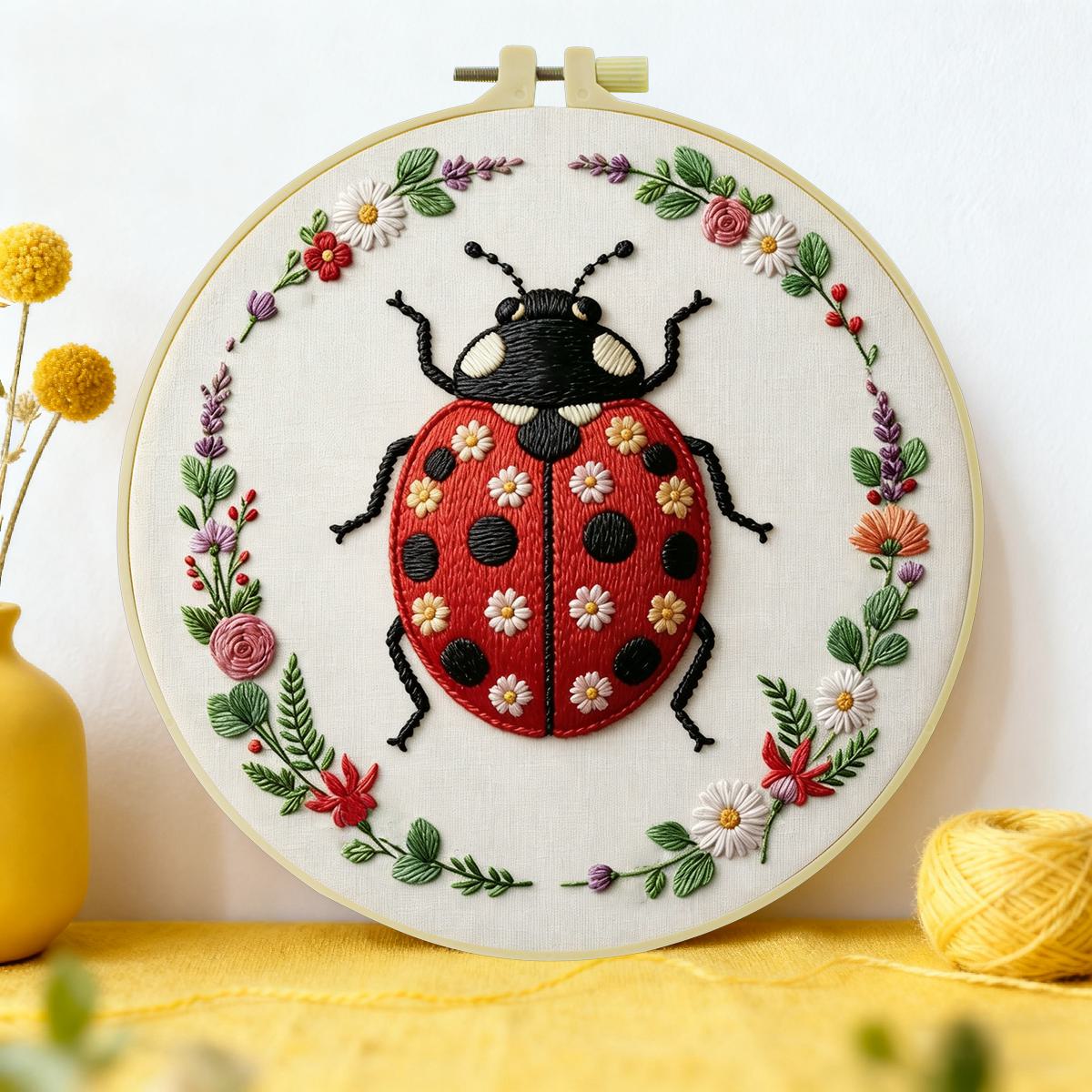 Embroidery Lady Bug - 1pc 20X20CM/15X15CM 7.87/6.3inch Ladybug Embroidery Starter