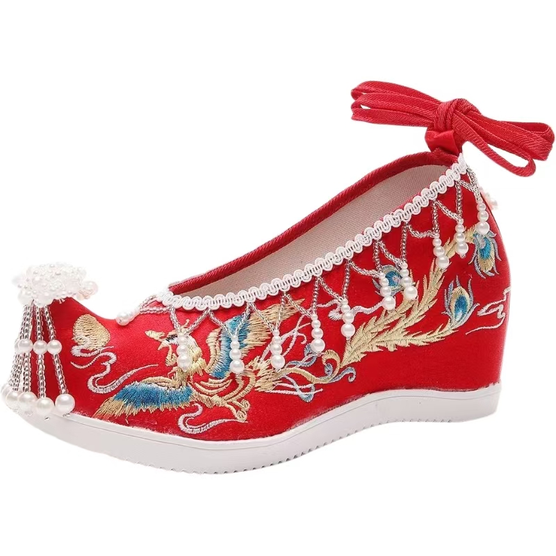 Embroidery Wedding - Women New Red Embroidered Wedding Shoes