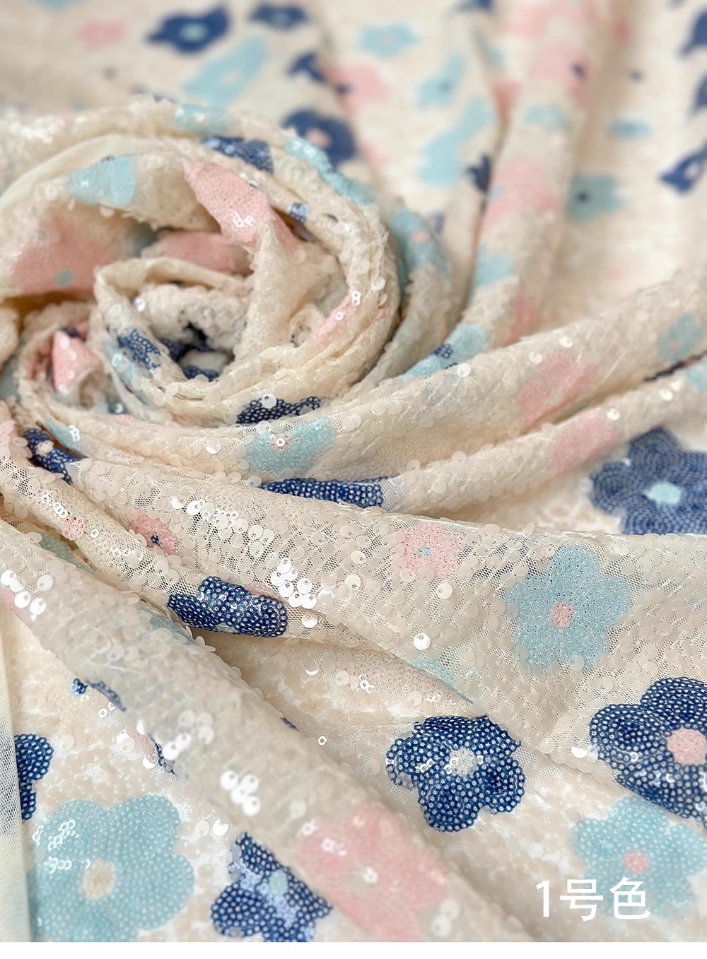 Embroidery Wedding - 1 yard Sequin flower embroidery fabric
