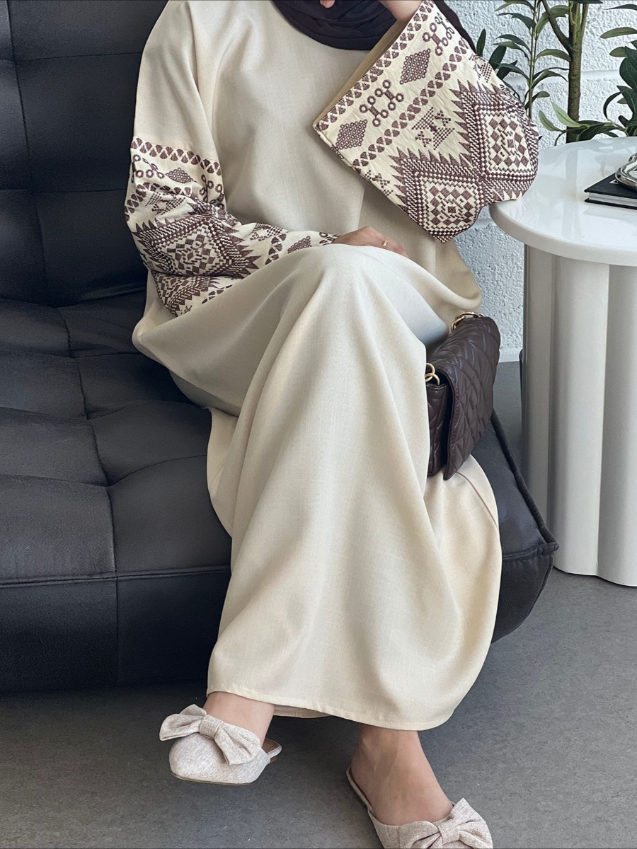 Embroidery Arabic - Eid Muslim Abaya for Women Party