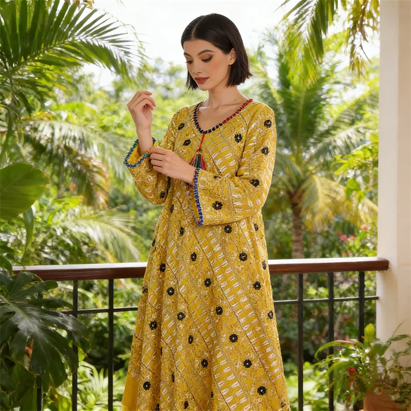 Muslim Woman Dresses Eid Embro - đánh giá và giá Embroidery Arabic