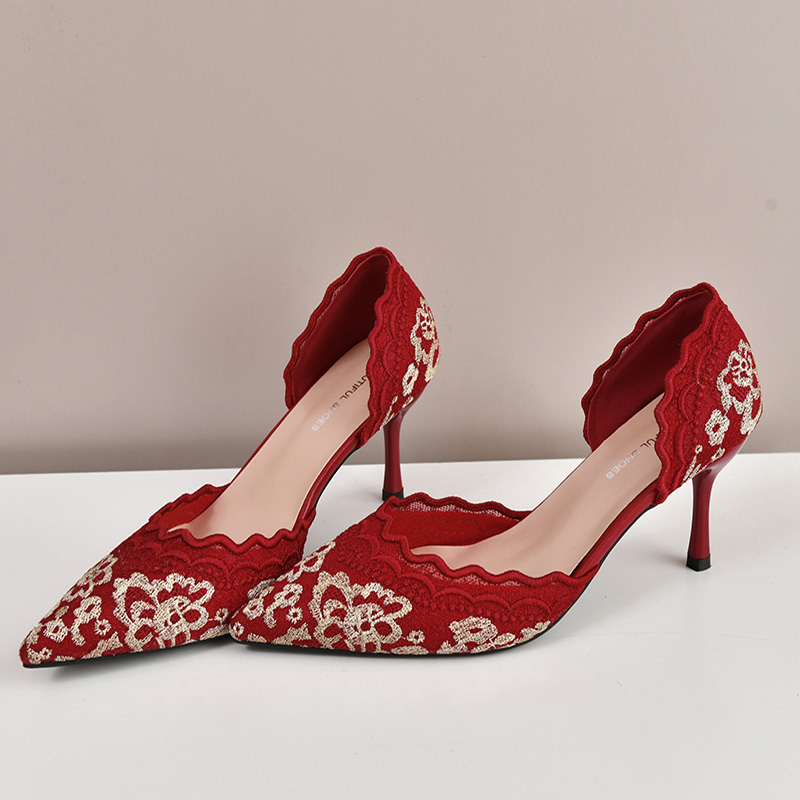 Luxury Red White Lace Embroide - đánh giá và giá Embroidery Wedding