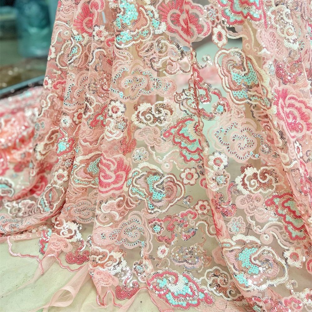2 Yds/lot 130cm Wide Pink Purp - đánh giá và giá Embroidery Wedding
