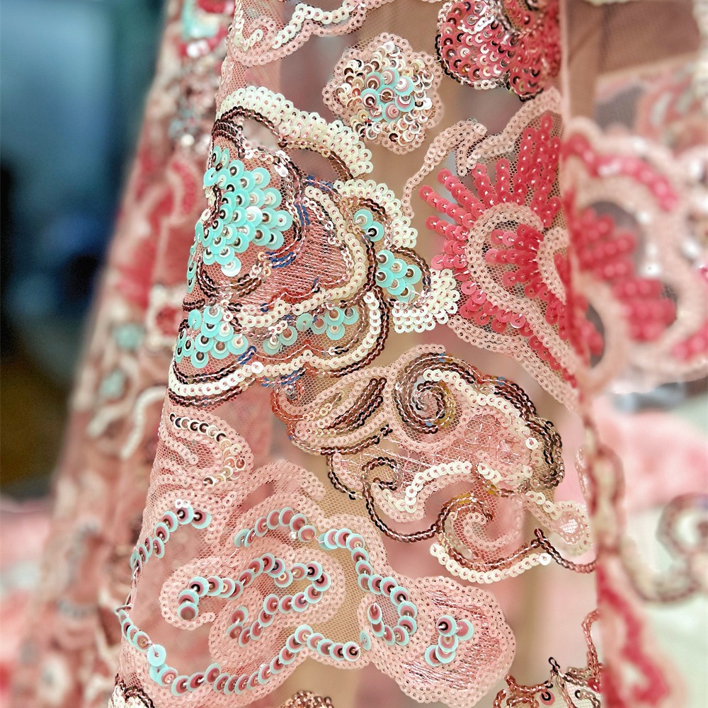 2 Yds/lot 130cm Wide Pink Purp - đánh giá và giá Embroidery Wedding