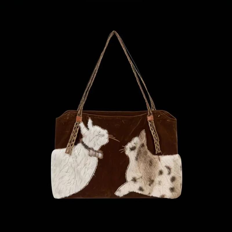 Cute Retro Puppy Tote Bag Wome - đánh giá và giá Embroidery Texture