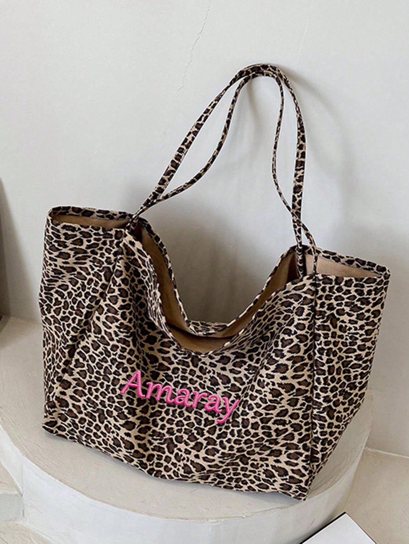 Custom Name Leopard Print Tote - đánh giá và giá Embroidery Gift Ideas