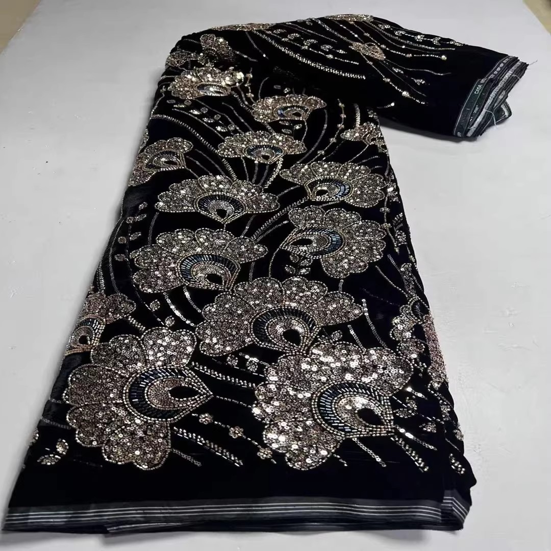 5yard New velvet tela Sequin b - đánh giá và giá Embroidery Wedding