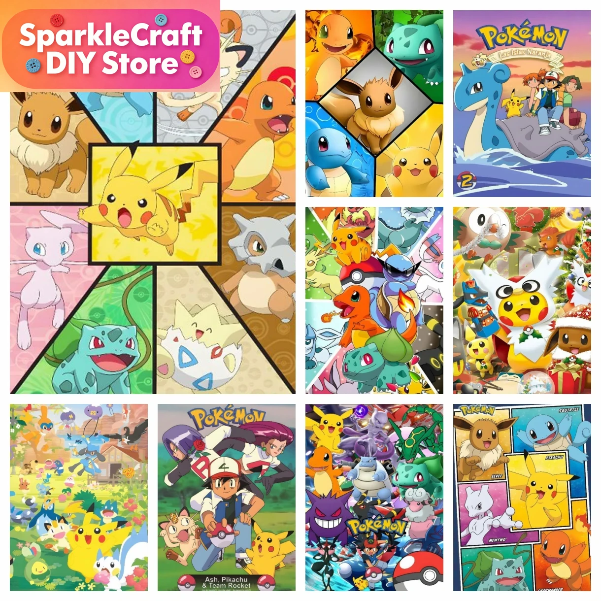 1pc frameless Cartoon Pokemon  - đánh giá và giá Embroidery Artwork