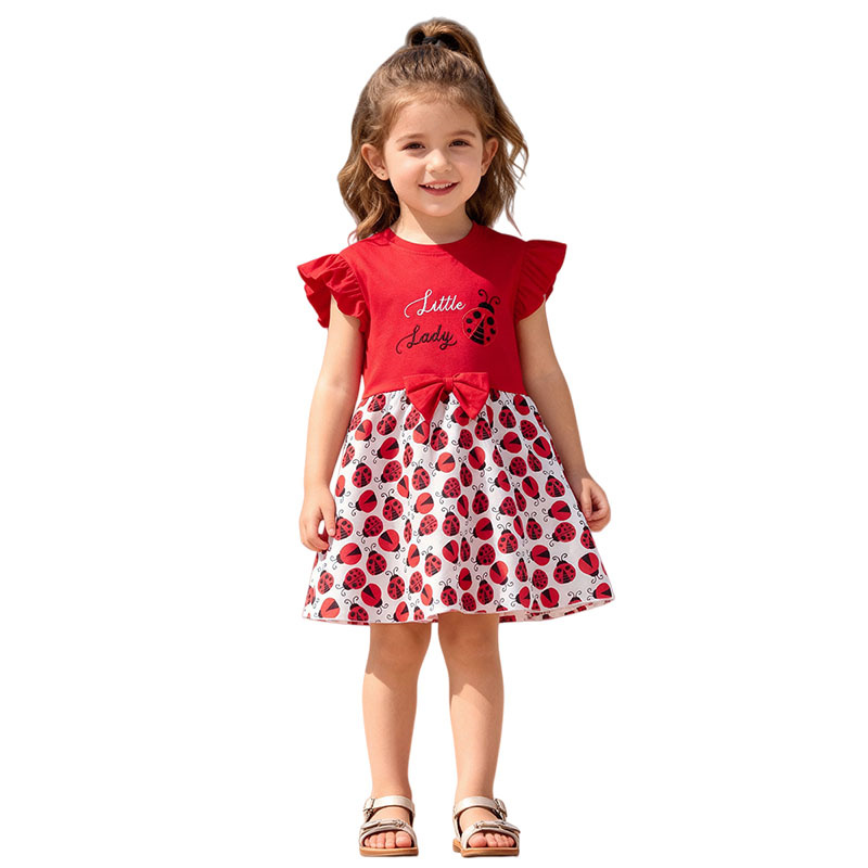 Short Sleeve Girls Dresses 2-7 - đánh giá và giá Embroidery Lady Bug