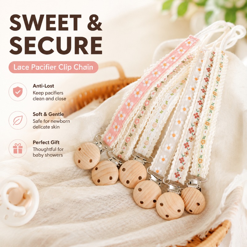 Lace Pacifier Clip Chain for N - đánh giá và giá Embroidery Gift Ideas